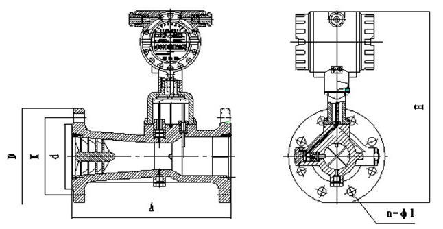 氣體旋進(jìn)旋渦流量計(jì)外形圖