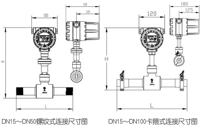 防爆熱式氣體質量流量計尺寸圖一