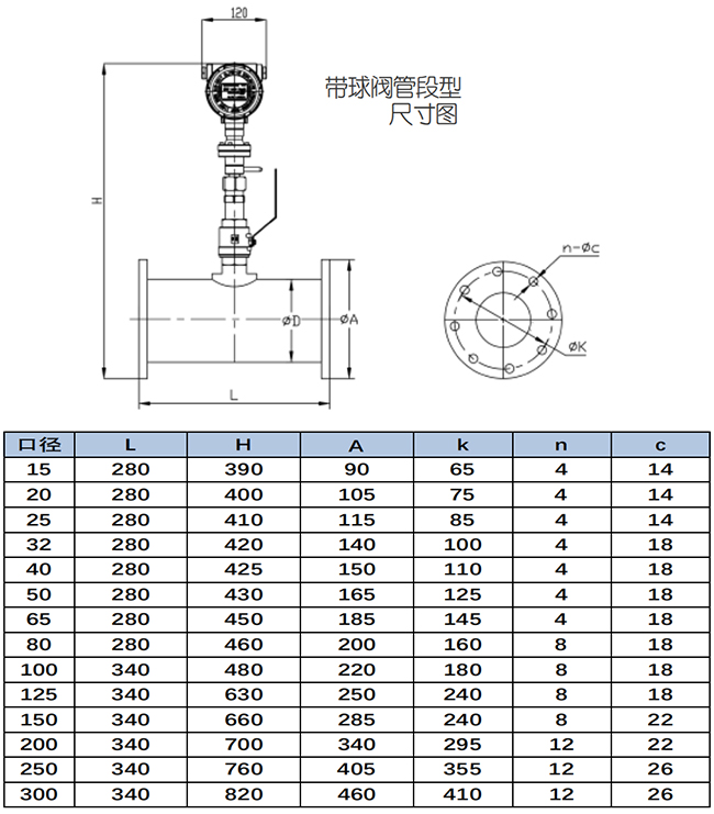 防爆熱式氣體質量流量計尺寸圖二
